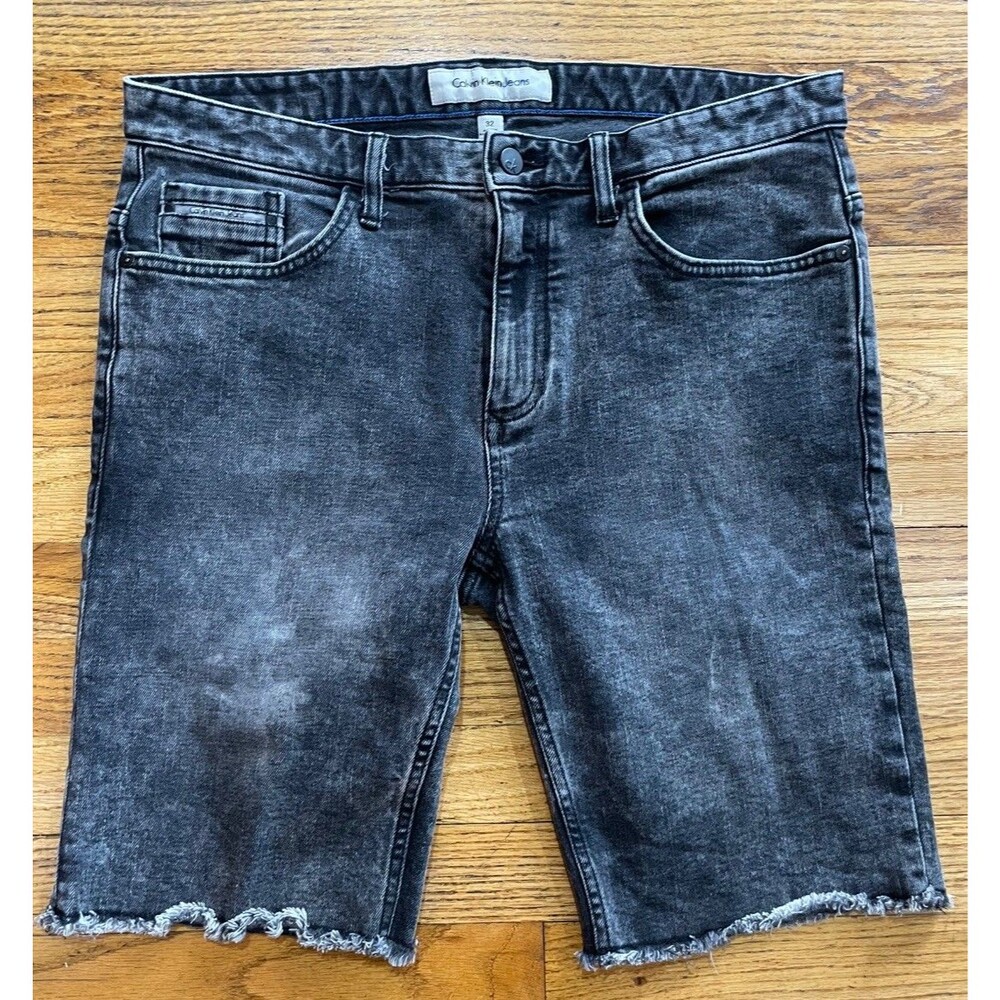 Vintage 80s Calvin Klein Men’s Denim Jean Shorts Size 32 Black Mid Length